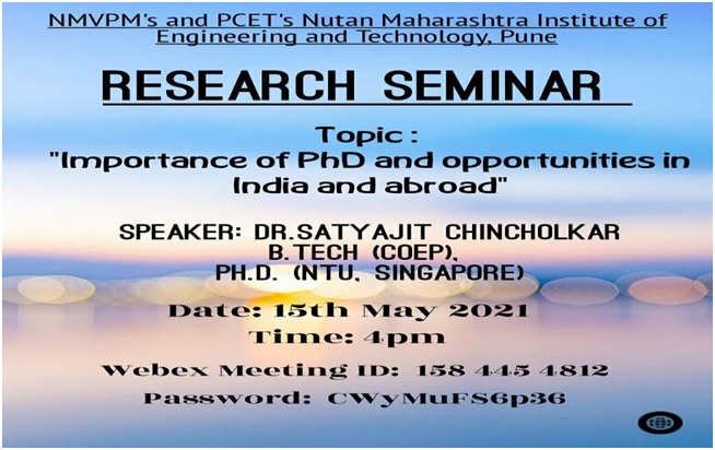 Importance of PhD and opportunities in India and Abroad, NMIET