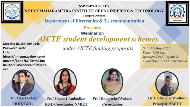 AICTE student development schemes under AICTE funding proposals, NMIET
