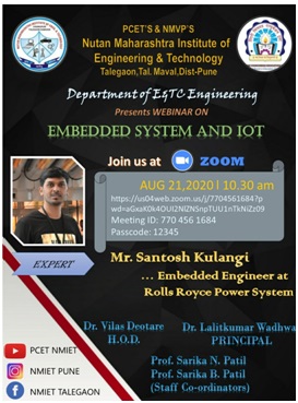 Webinar on Embedded System &IoT, NMIET