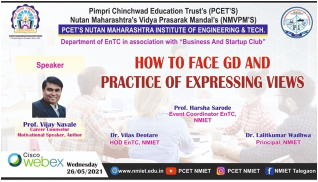 Webinar on How to face GD &  practice of expressing views, NMIET