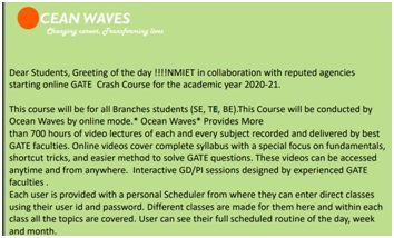 Webinar on Gate Course by Ocean Waves, NMIET