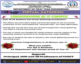 Guidance Lecture on “AaRAMBH-2021” Virtual Gathering in FE Induction Program Semester 2, NMIET