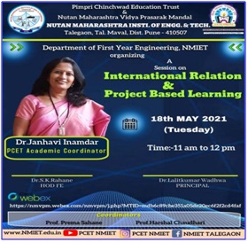 Guidance Lecture on “International Relation & PBL” in FE Induction Program Semester 2, NMIET