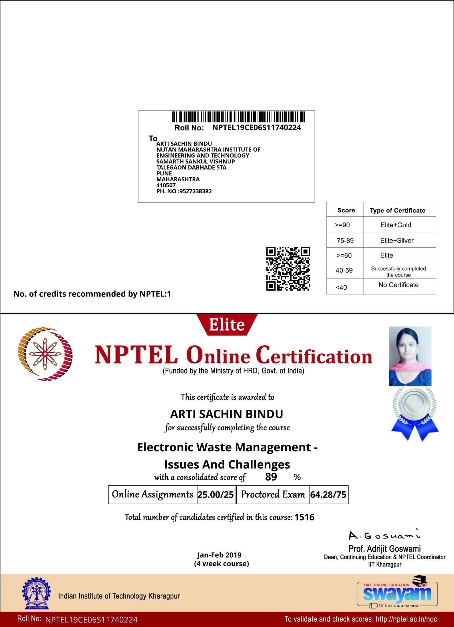 Faculty Achievements, NMIET